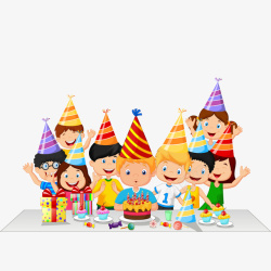 派对人物庆祝生日的儿童人物矢量图高清图片