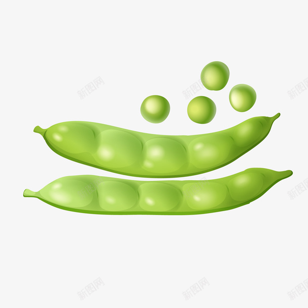 绿色卡通豌豆png免抠素材_新图网 https://ixintu.com 卡通豆子 绿色豆子 背景装饰 豌豆 食材