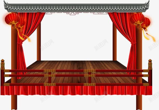 中国戏台png免抠素材_新图网 https://ixintu.com 中国戏台 古戏台 戏台 立体戏台 红色窗帘