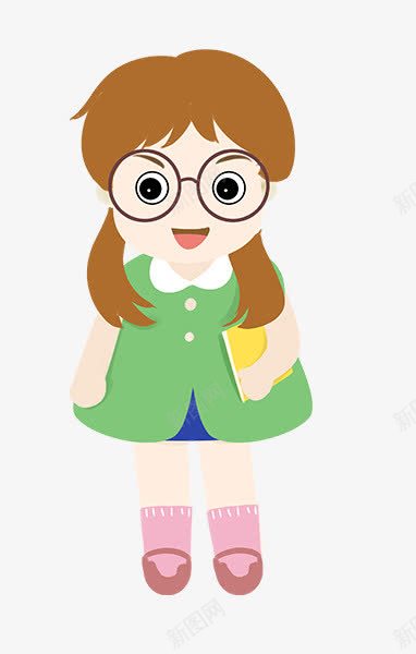 可爱小姑娘png免抠素材_新图网 https://ixintu.com 卡通 小姑娘 小辫子 戴眼镜 戴眼镜的小孩