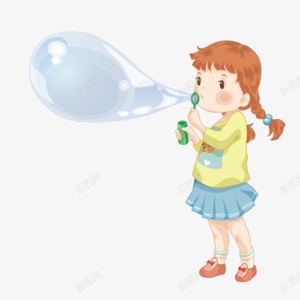 女孩在吹泡泡png免抠素材_新图网 https://ixintu.com 创意 女孩 手绘 插画 泡泡