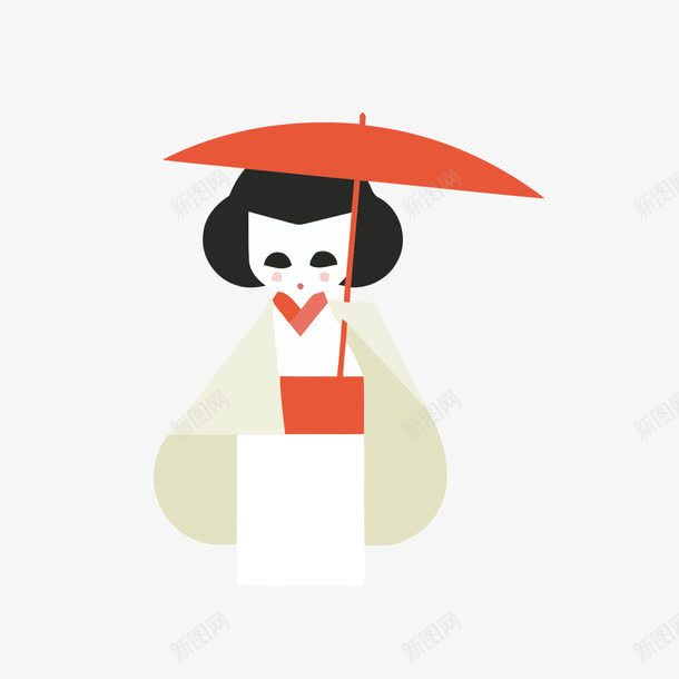 红色日式海报png免抠素材_新图网 https://ixintu.com 和风 日式 日式风格 日本 日本风 海报 素材 艺伎