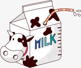 牛奶矢量图ai免抠素材_新图网 https://ixintu.com milk 卡通 吸管 奶牛 牛奶 盒子 矢量图 黑白牛