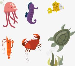 红色的大虾手绘卡通海洋动物高清图片