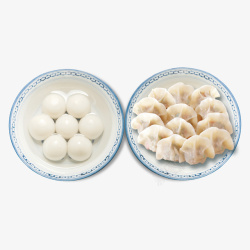 一碟饺子元宵节实物汤圆和饺子高清图片