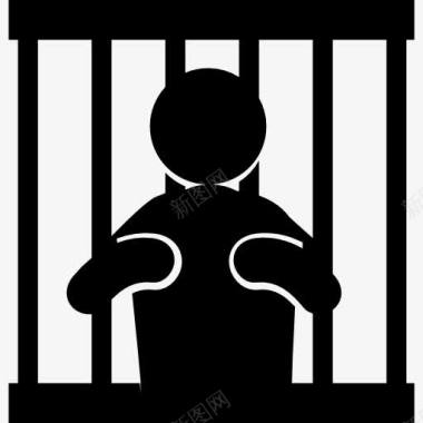 犯罪坐牢的剪影图标图标