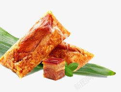 肉粽礼盒手工鲜肉粽微距特写高清图片