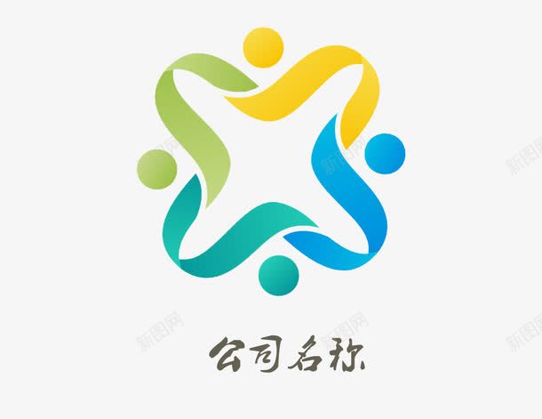 公司形象logo图标psd_新图网 https://ixintu.com logo 一条心 企业logo 公司logo 创意 创意logo 团结 抽象 花型