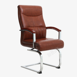 实木会议老板椅深棕色弓形真皮电脑椅高清图片