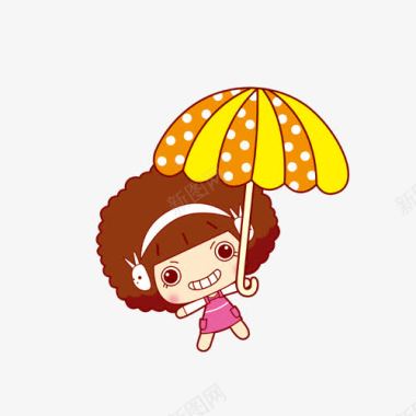卡通撑伞的女孩图标图标