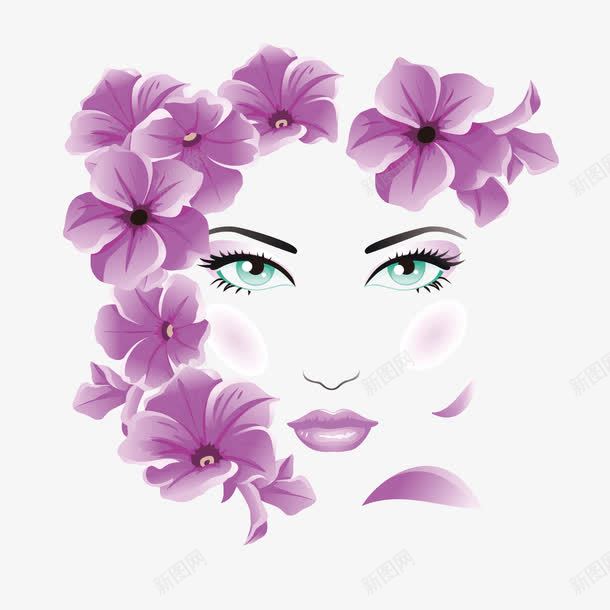 紫色花朵环绕纹绣美女png免抠素材_新图网 https://ixintu.com 环绕 紫色 纹绣美女 花朵
