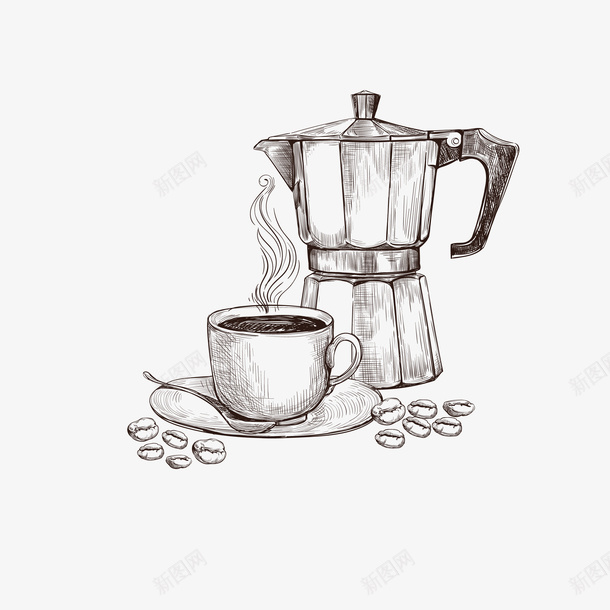精致手绘素描咖啡杯咖啡器具png免抠素材_新图网 https://ixintu.com 咖啡 咖啡器具 咖啡杯 咖啡豆 手绘 摩卡壶 简笔咖啡豆 精美 精致 素描