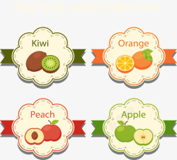 扁平化苹果4款扁平化水果标签高清图片