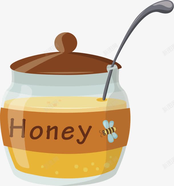 蜂蜜罐子png免抠素材_新图网 https://ixintu.com 传统 勺子 手绘 气泡 罐子 蜂蜜 蜜糖罐 蜜蜂 透明