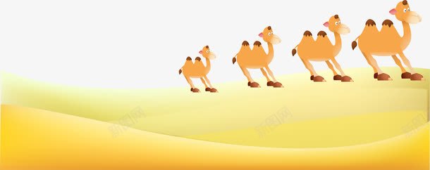 卡通沙漠中的骆驼队png免抠素材_新图网 https://ixintu.com AI 一带一路 丝绸之路 卡通 商贸 政策沟通 民心相通 沙漠 经济带 设施联通 贸易畅通 资金融通 重走丝绸之路 骆驼 骆驼队