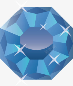 八边形蓝色钻石闪光矢量图素材