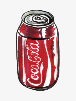 铝罐手绘红色铝罐可口可乐高清图片