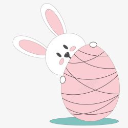 粉红色的小兔子站在彩蛋后面的小兔子高清图片