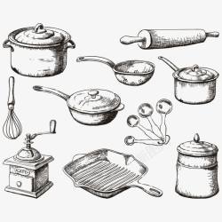 手绘厨房工具素材