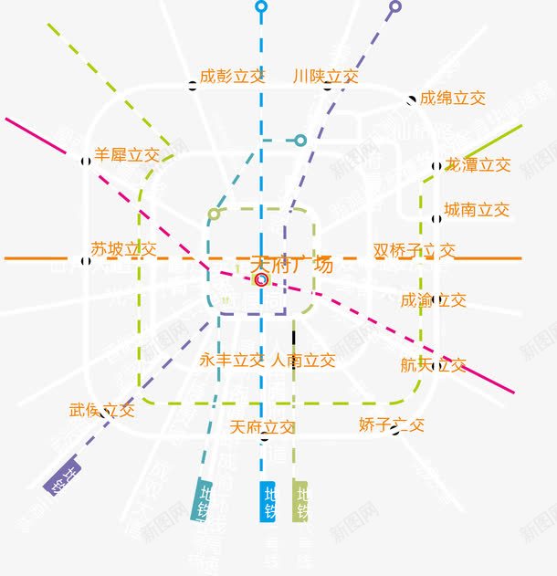 成都地铁路线图png免抠素材_新图网 https://ixintu.com 地铁路线 成都地铁 矢量路线图 路线图