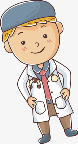 黄色领带卡通可爱小男孩医生矢量图高清图片