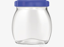 透明玻璃蓝色盖子的广口瓶实物素材