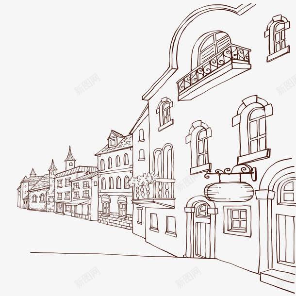 手绘欧洲风街边建筑图png免抠素材_新图网 https://ixintu.com 免抠图 手绘 欧洲风 街边设计
