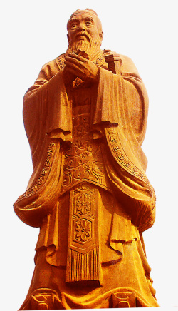 圣人雕塑石头雕塑金黄色孔子高清图片