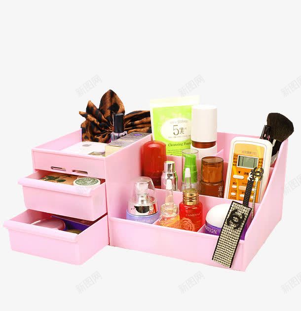 化妆品收纳盒png免抠素材_新图网 https://ixintu.com 化妆品收纳盒 抽屉 粉红色 首饰收纳盒