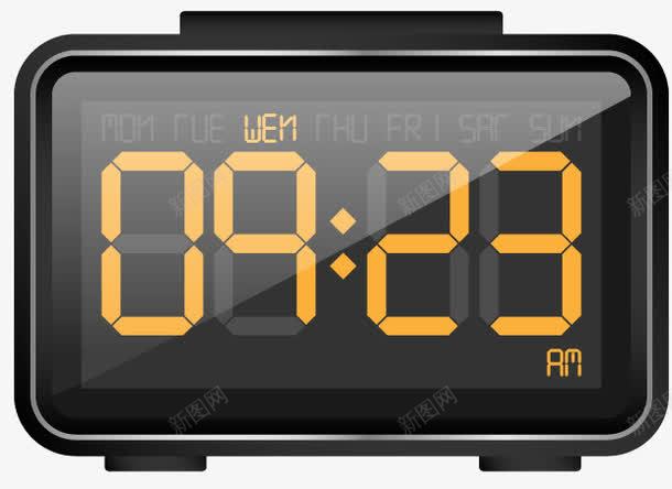 黑色电子钟png免抠素材_新图网 https://ixintu.com 日期 日期时钟电子钟钟表时间 时间显示屏