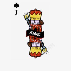 黑桃J卡通国王拿着权威手杖扑克王牌面高清图片