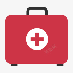 医用工具简约红色卡通急救箱矢量图高清图片