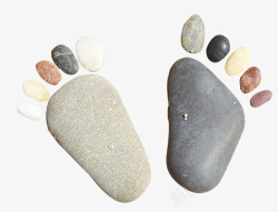 一只沙滩脚印石头小孩脚印高清图片