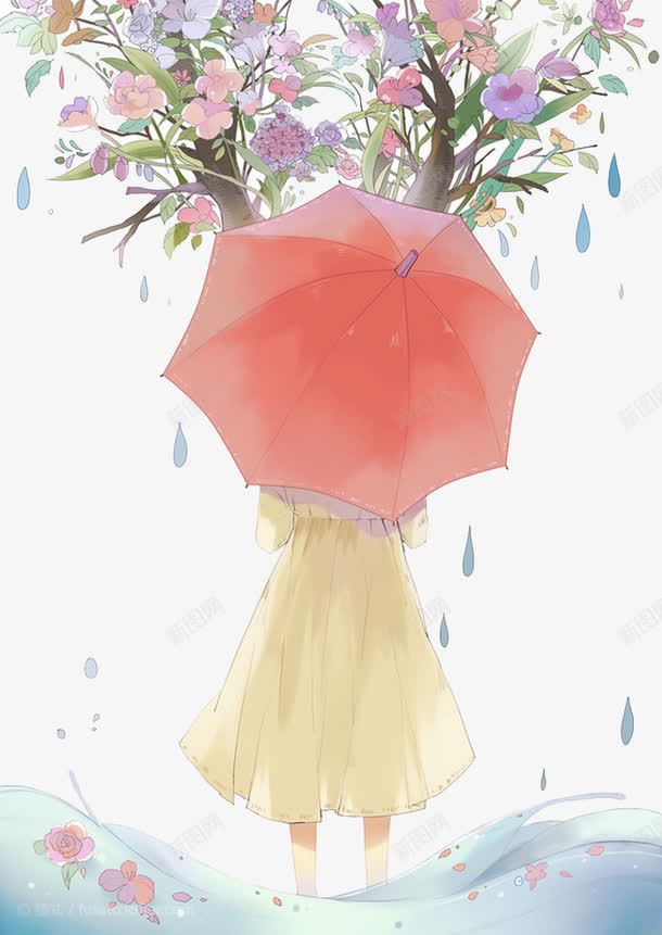 一个女孩png免抠素材_新图网 https://ixintu.com 下雨天 在树下 悲伤 打伞