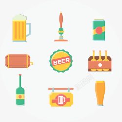 啤酒木桶啤酒用品图标高清图片
