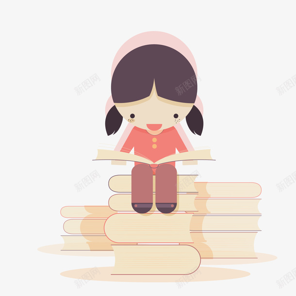 坐在书本上看书的女孩png免抠素材_新图网 https://ixintu.com 世界读书日 学习 小女孩 看书 阅读改变人生