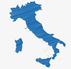 欧洲板块蓝色意大利地图高清图片