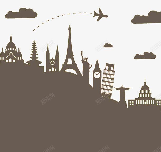 旅游旅行png免抠素材_新图网 https://ixintu.com 旅游 旅游旅行 旅行 欧洲游 欧美建筑 环球旅游 自由女神 著名建筑 飞机