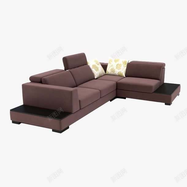 沙发png免抠素材_新图网 https://ixintu.com 家具 布质 枕头 棕色 沙发