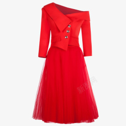 新娘红裙派对小礼服气质套装高清图片