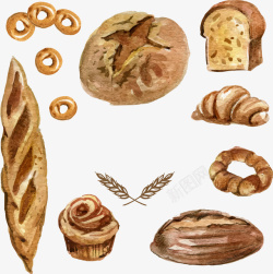 纯软面包手绘烘焙软面包矢量图高清图片