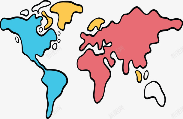 分色块的世界地图矢量图ai免抠素材_新图网 https://ixintu.com 世界地图 分类地图 占比说明 地图 矢量png 色块地图 矢量图