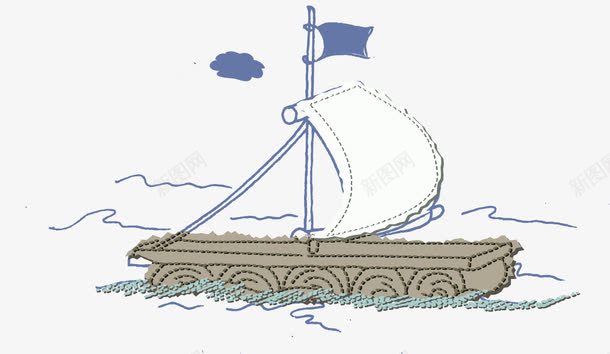 海上泛舟png免抠素材_新图网 https://ixintu.com 印花图案 古代船 古船 帆