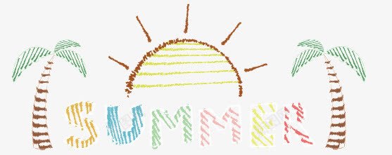 summerpng免抠素材_新图网 https://ixintu.com 儿童蜡笔画 卡通 夏日 太阳 椰子树 蜡笔画