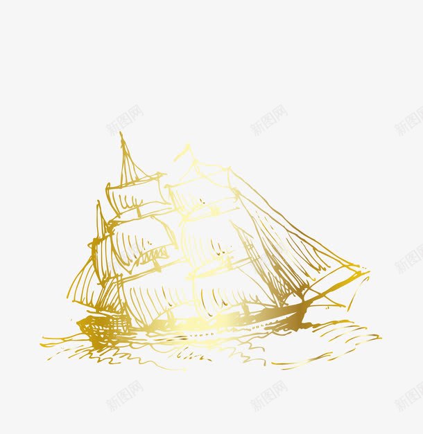 金色帆船图标png_新图网 https://ixintu.com 一帆风顺 卡通手绘 图案图标 帆船 扬帆起航 杨帆起航