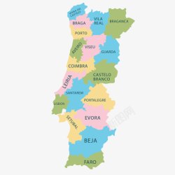 葡萄牙地图简约欧美地图葡萄牙地理元素高清图片