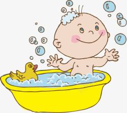婴幼儿人物设计婴儿洗澡高清图片