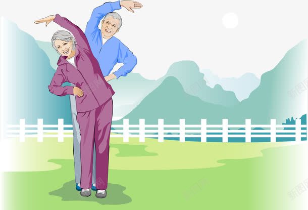 老人png免抠素材_新图网 https://ixintu.com 健康 关爱老人 养生 卡通人物 晨炼 老人 锻炼身体