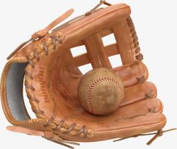 棒球器材皮革色棒球手套和陈旧的棒球高清图片