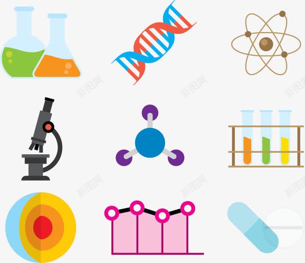 高中生物png免抠素材_新图网 https://ixintu.com DNA 显微镜 细胞核 试管架 高中教学